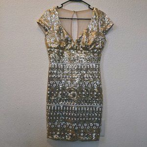 Gold & White Sequin Sparkly Dress